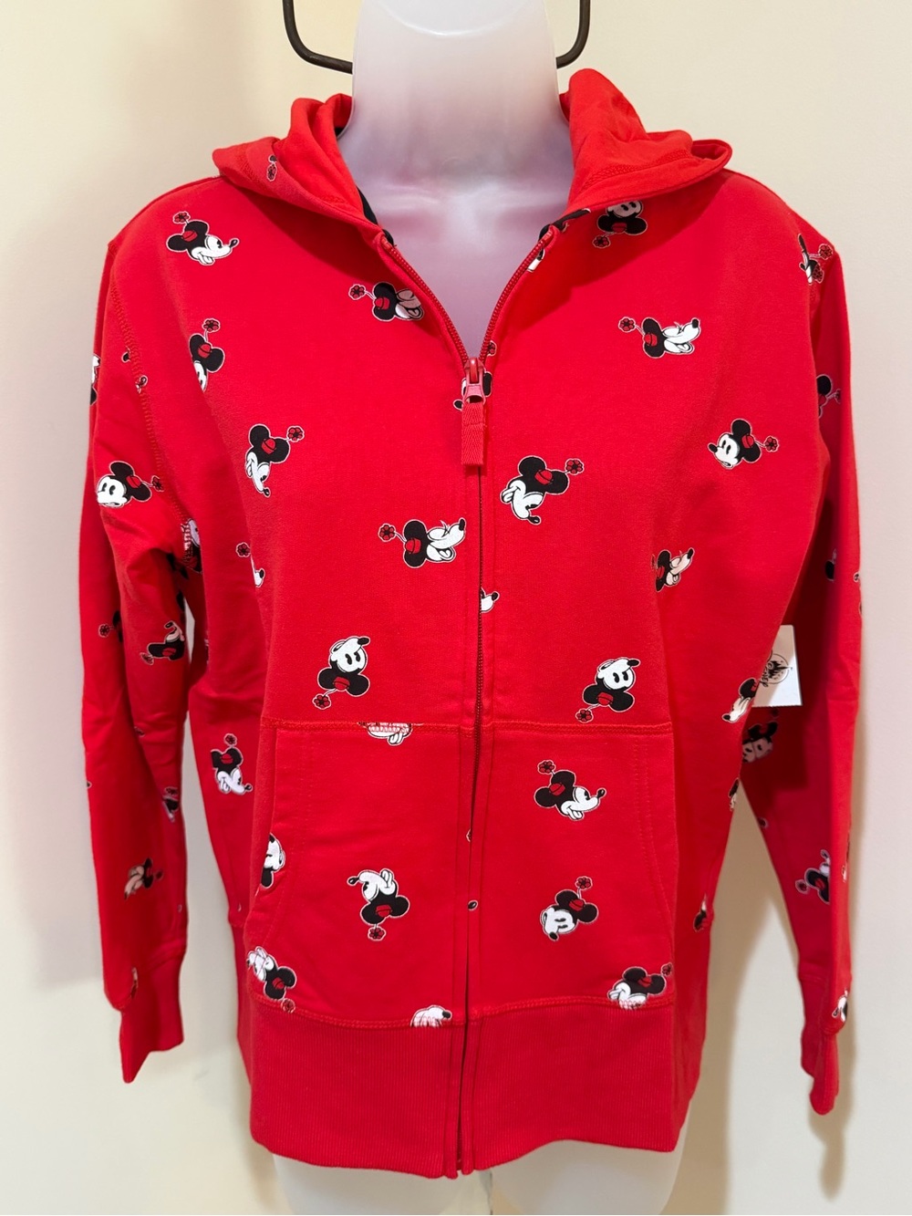 NEW DISNEY MINNIE MOUSE “RED DAISY HAT THEME” HOODIE JACKET IN A SIZE XS